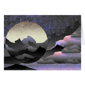 Cartão Whimsical Moon and Mountains Abstract Art
