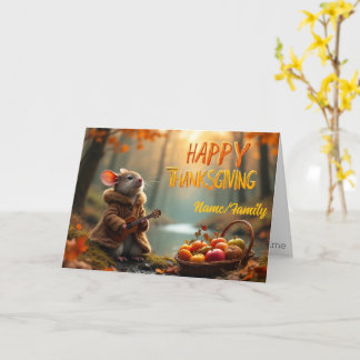 Cartão Whimsical Mouse Thanksgiving – Autumn Forest Celeb