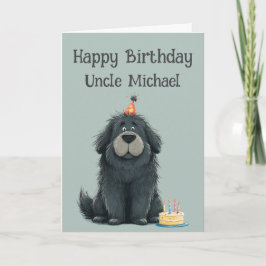 Cartão Whimsical Newfoundland Dog Birthday Card