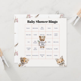 Cartão Whimsical Pajama Animals: Baby Shower Bingo