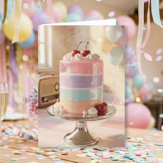 Cartão Whimsical Pastel Cake Birthday Card for my Friend