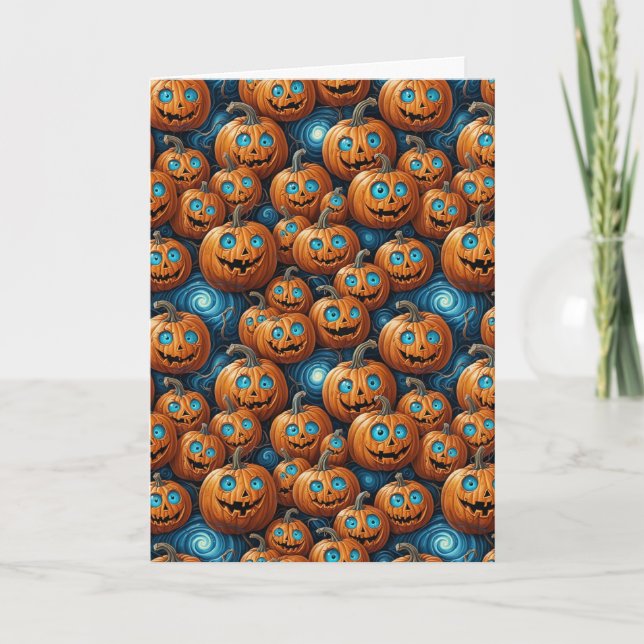 Cartão Whimsical Pumpkin Halloween Greeting Card (Frente)