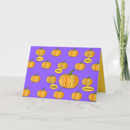 Cartão Whimsical Pumpkin Patch on Purple Halloween