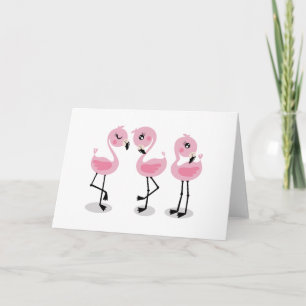 Cartão Whimsical tropical flamingos