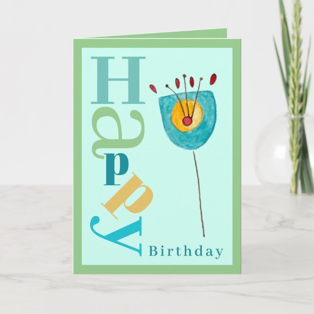 Cartão Whimsy Modern Flower Birthday Card (Frente)