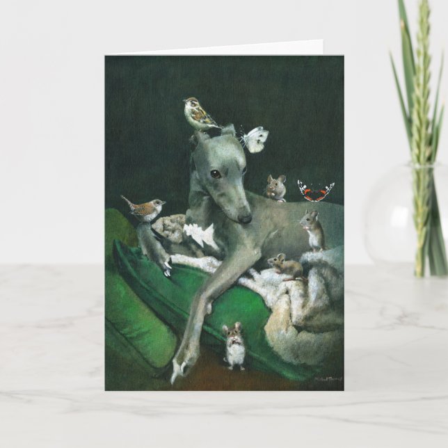 Cartão Whippet Birds And Mice Greetings Card (Frente)