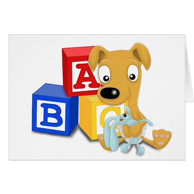 Cartão whippet do bebê e coelho do fofinho (Frente Horizontal)