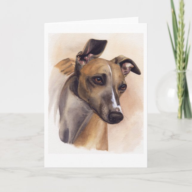 Cartão Whippet Painted in Watercolour (Frente)