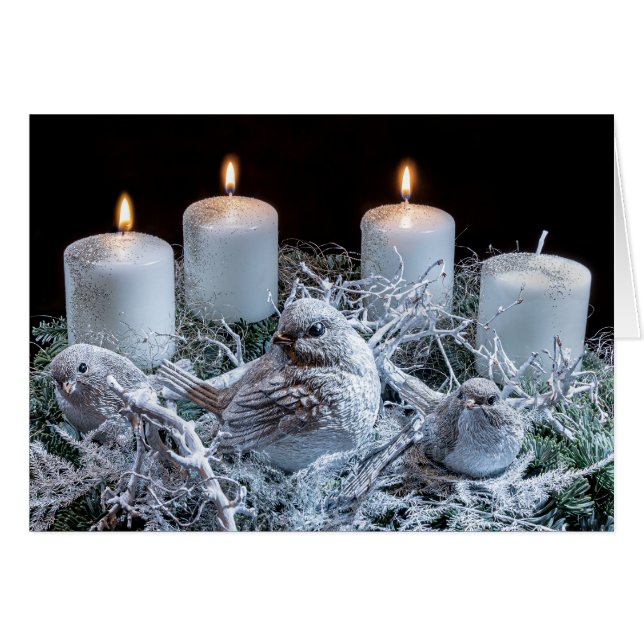 Cartão White Advent Wreath (Frente Horizontal)
