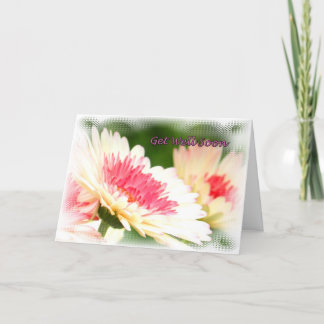 Cartão White and Pink Flowers Get Well Card