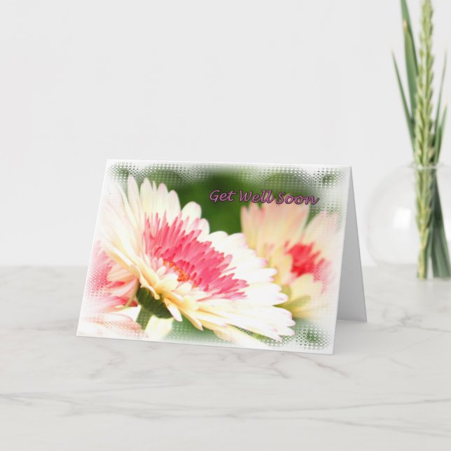 Cartão White and Pink Flowers Get Well Card (Frente)