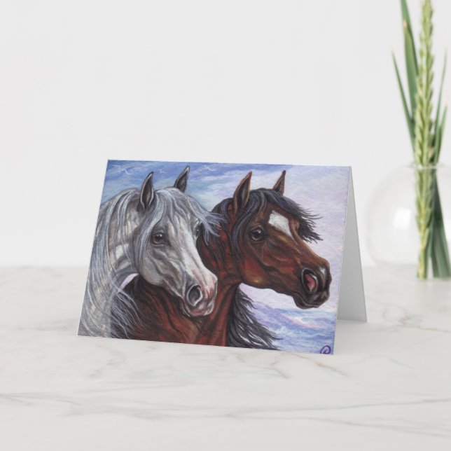Cartão WHITE & BAY HORSE Note Card (Frente)