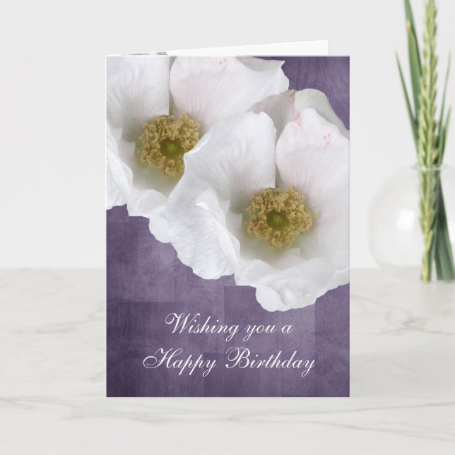 Cartão White Beach Rose Birthday Card (Frente)