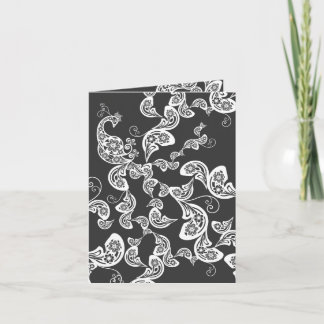 Cartão White Boho Paisley Peacock Elegante Deco Floral