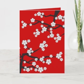 Cartão White Cherry Blossoms Sakura Spring Flowers Branch