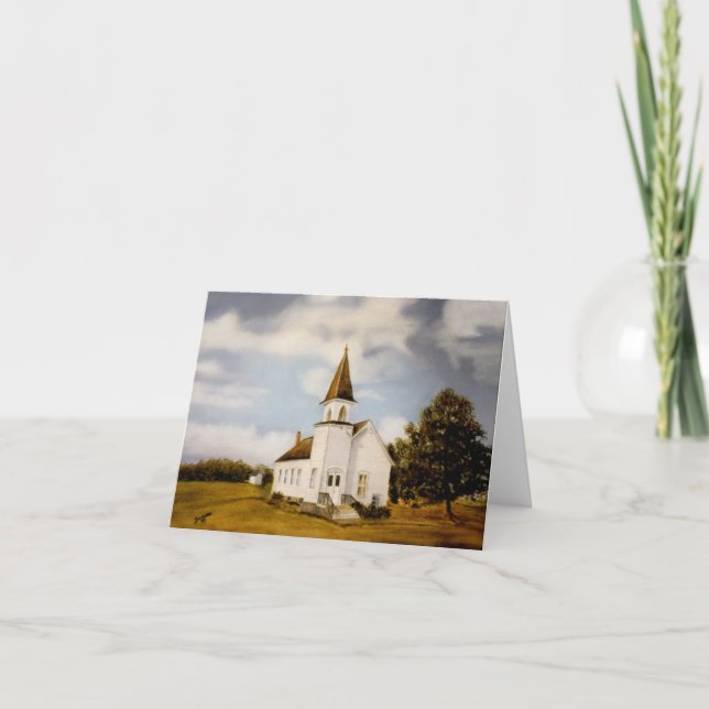 Cartão White Church in Country Setting Note Card (Frente)