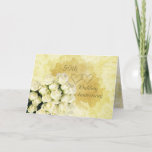 Cartão White - cream roses 50th Wedding Anniversary Card<br><div class="desc">Bouquet of white - cream roses on a golden background.</div>