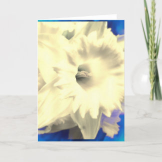 Cartão White Daffodil with Blue Fire Blank Greeting Card