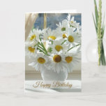 Cartão White daisy, camomile Happy Birthday<br><div class="desc">White daisy,  camomile in vase Happy Birthday Card</div>