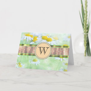 Cartão White Daisy está em Green Meadow Monograma