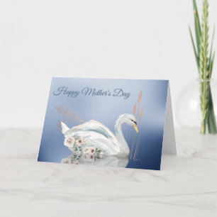 Cartão White Floral Swan Mother's Day