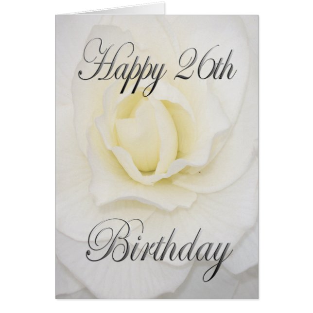 Cartão White Flower Happy 26º aniversário (Frente)