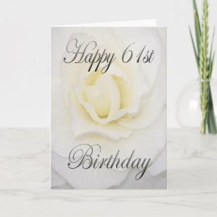 Cartão White Flower Happy 61st Birthday