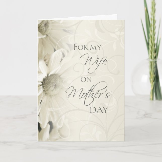 Cartão White Flower Mother's Day Card for Wife (Frente)