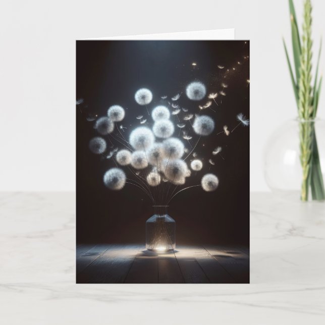 Cartão White Fluffy Dandelions (Frente)
