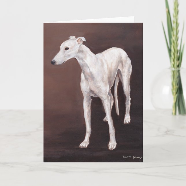 Cartão White Greyhound Dog Art Greeting Card (Frente)