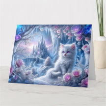 White Kitten em Fantasy Ice Kingdom