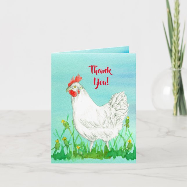 Cartão White Leghorn Chicken Thank You (Frente)