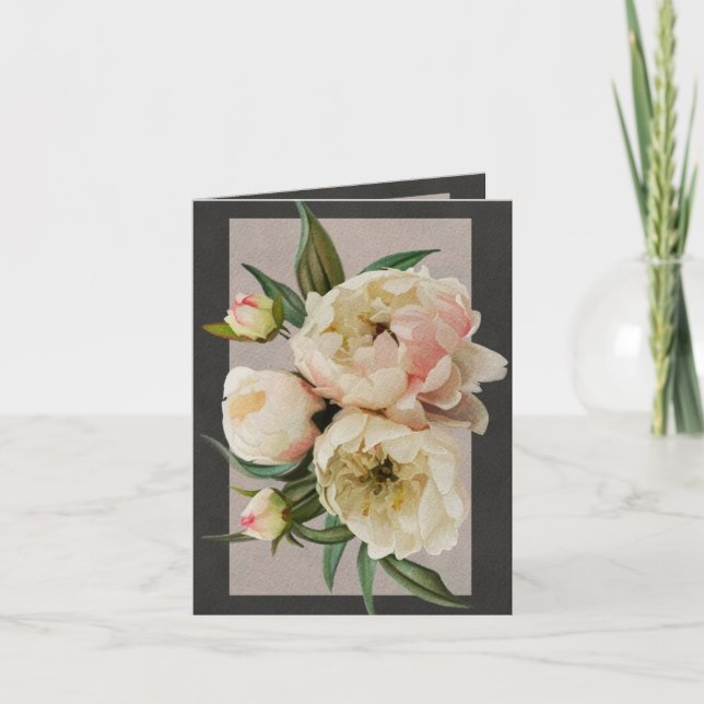 Cartão White Peonies Greeting Card (Frente)
