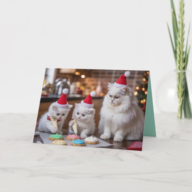 Cartão White Persian Christmas Cookies Card (Frente)