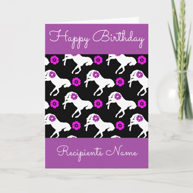 Cartão White Ponies Birthday Card - Custom Pony Card (Frente)
