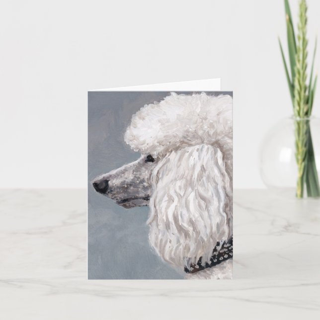 Cartão White Poodle Dog Art Note Card (Frente)