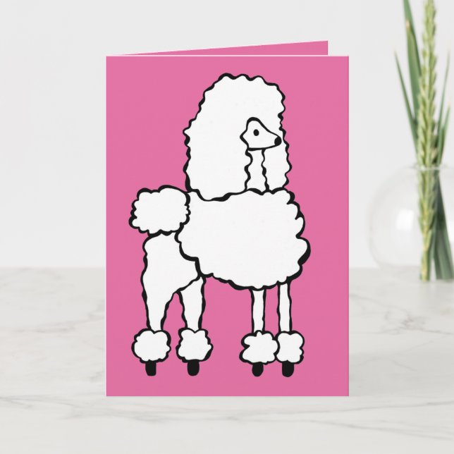 Cartão White Poodle Happy Birthday (Frente)