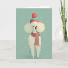 Cartão White Poodle Holiday Greeting