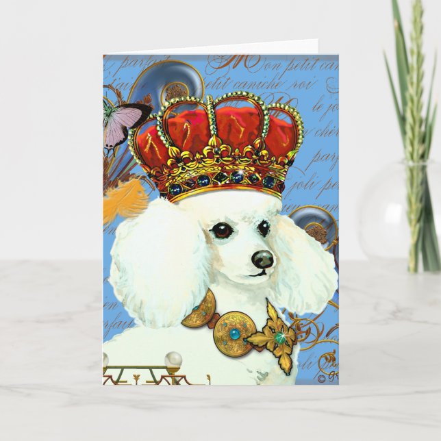 Cartão White Poodle Wearing Jeweled Crown Portrait (Frente)