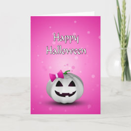 Cartão White Pumpkin Pink Girly Halloween