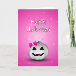Cartão White Pumpkin Pink Girly Halloween