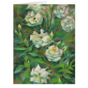 Cartão "White roses", birthday wishes, customizable text