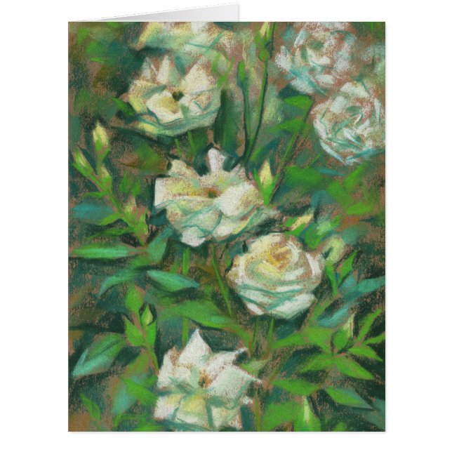 Cartão "White roses", birthday wishes, customizable text (Frente)