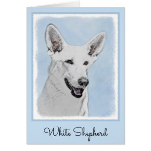 Cartão White Shepherd Painting - Cute Original Dog Art