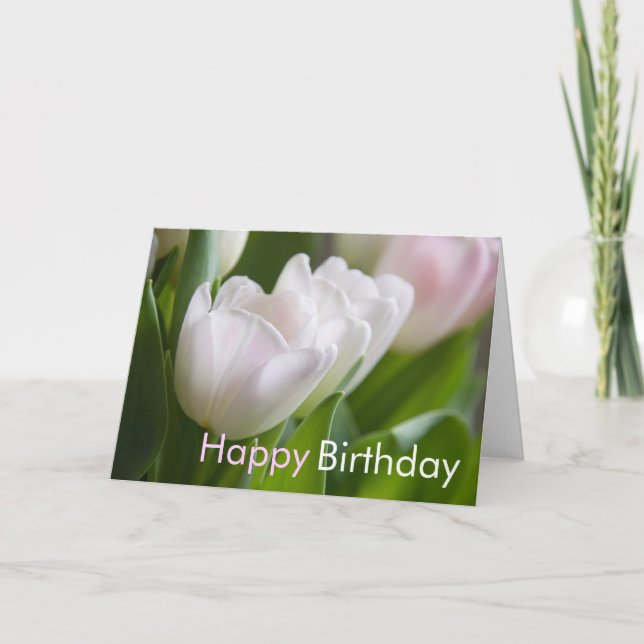 Cartão White Tulips • Birthday Greeting Card (Frente)