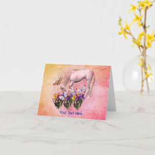 Cartão White Unicorn Butterflies Fantasy Horse Note Card