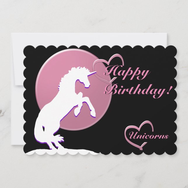 Cartão White Unicorn V (Rosa) (Frente)