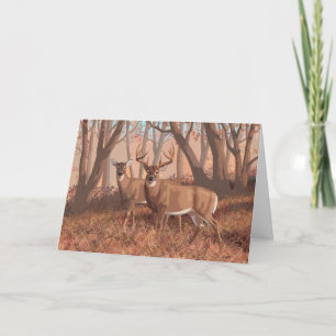Cartão Whitetail Deer In Forest Retro Style Nature