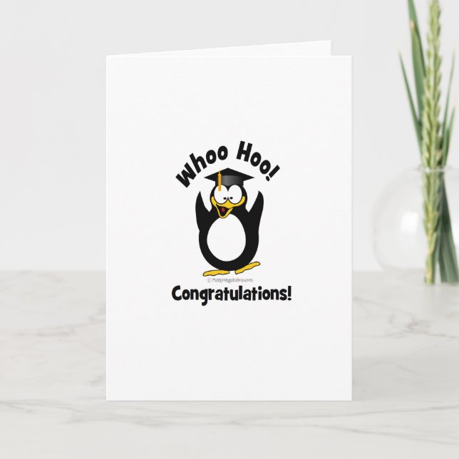 Cartão whoo hoo congratulations graduation penguin (Frente)