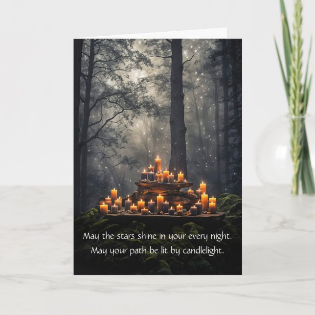 Cartão Wicca Pagan Inspirou Aniversário Místico (Frente)